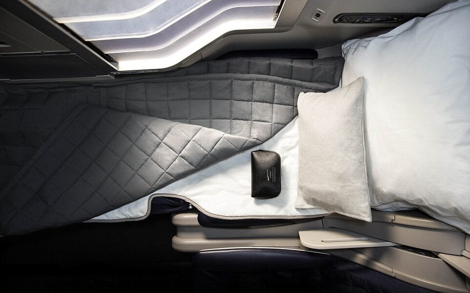 British Airways Branding on aeroplane bed