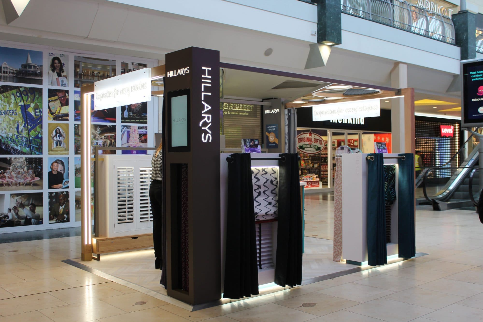 Hillarys branded kiosk in shopping centre